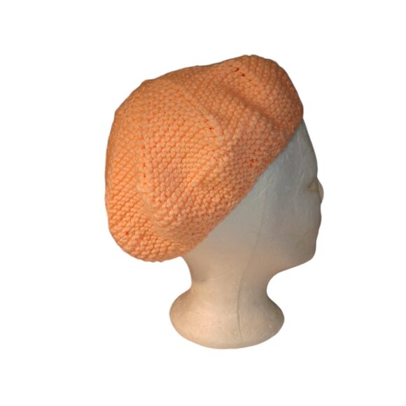 NEW! Hand Crocheted Peach Colour Tam Hat 4503 - Picture 3 of 5